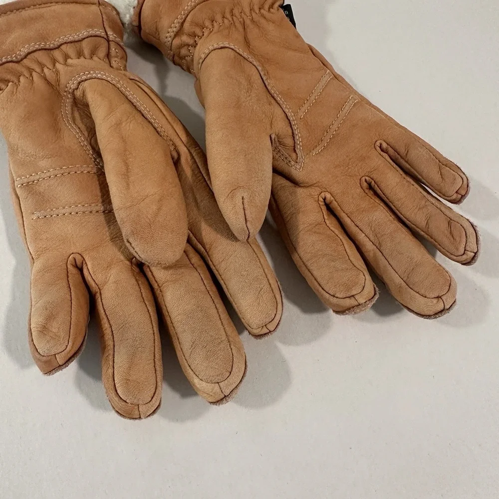 Hestra Deerskin Primaloft Gloves Women 7 Tan Deerskin Lamb Fur